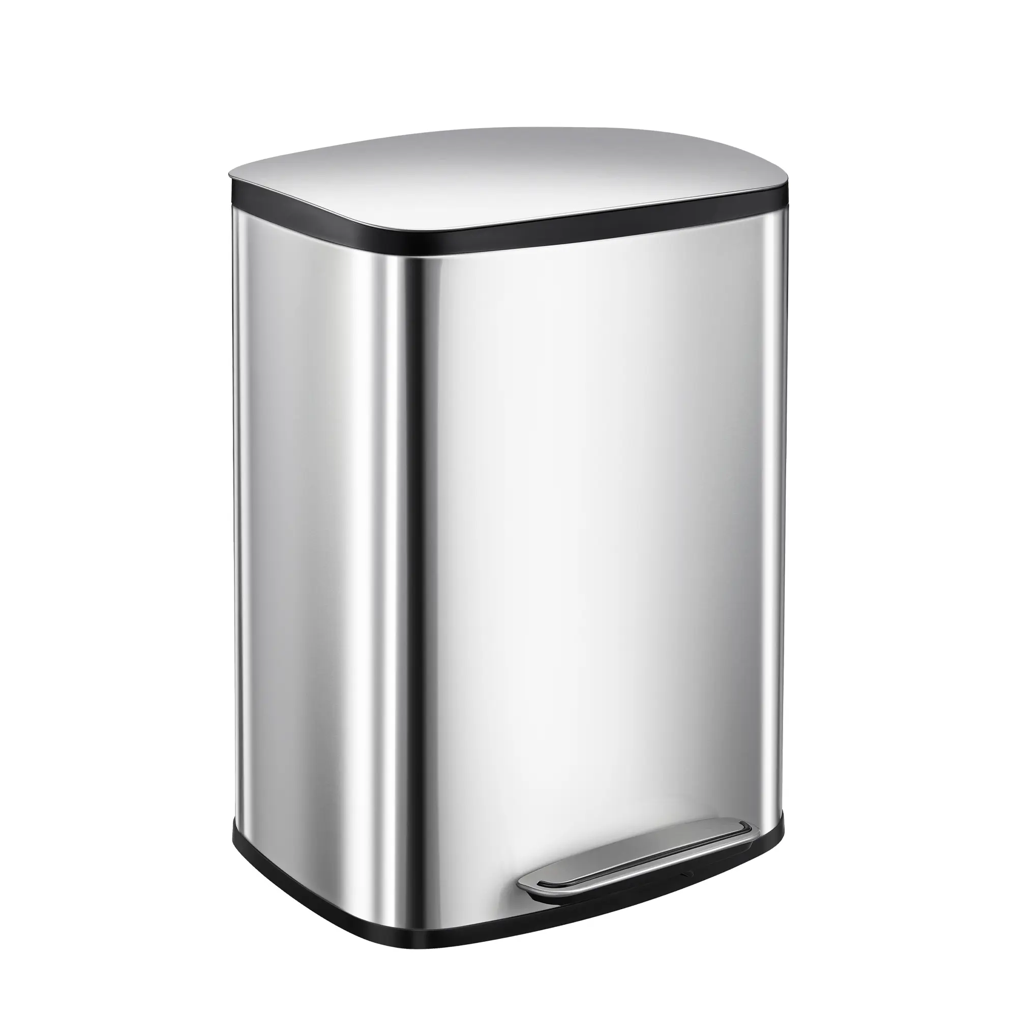 Garvee Hands-Free Foot Pedal Kitchen Trash Can – 13 Gallon Stainless Steel Garbage Bin – Soft-Close Lid, Removable Inner Liner, Fingerprint Resistant – Ideal for Home, Kitchen, Bathroom, Office