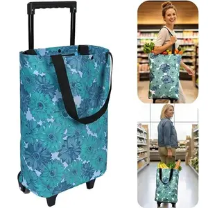 Multifunctional Shopping Cart Bag, Adjustable Handle Foldable Grocery Cart, Waterproof Large Capacity Handheld Supermarket Bag, Elderly Home Storage Cart