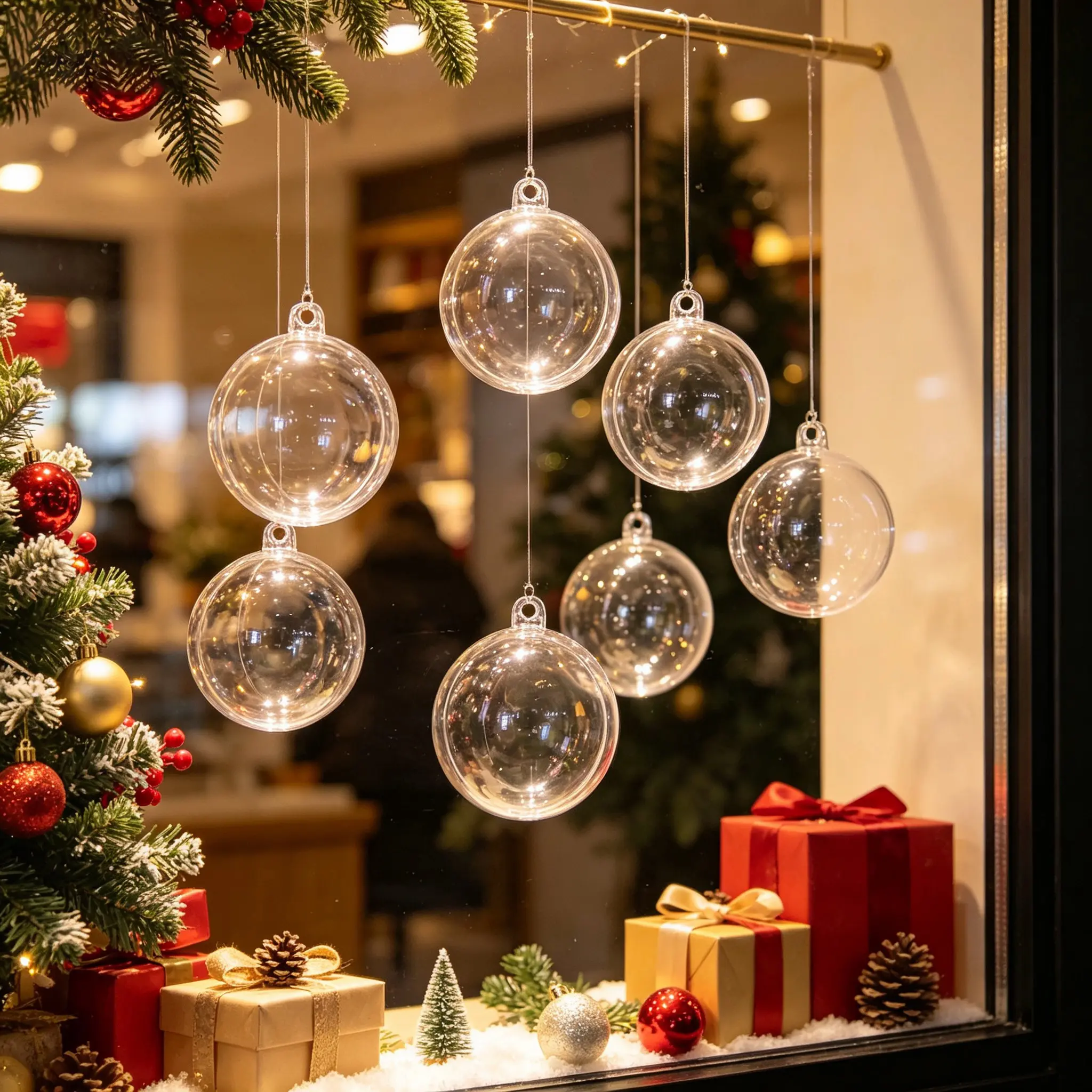 5pcs Acrylic Transparent Balls, 10cm DIY Fillable Decorative Ornaments, Reusable & Easy Clean, Perfect for Christmas, Halloween, Weddings, Birthdays