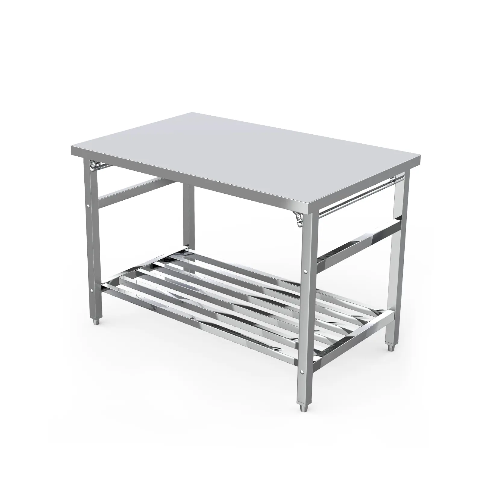 48" X 24" Stainless Steel Commercial Work Table, Heavy Duty Folding Prep Table with Adjustable Undershelf for Restaurant, Kitchen, Food Service, Space-Saving, No Installation Required