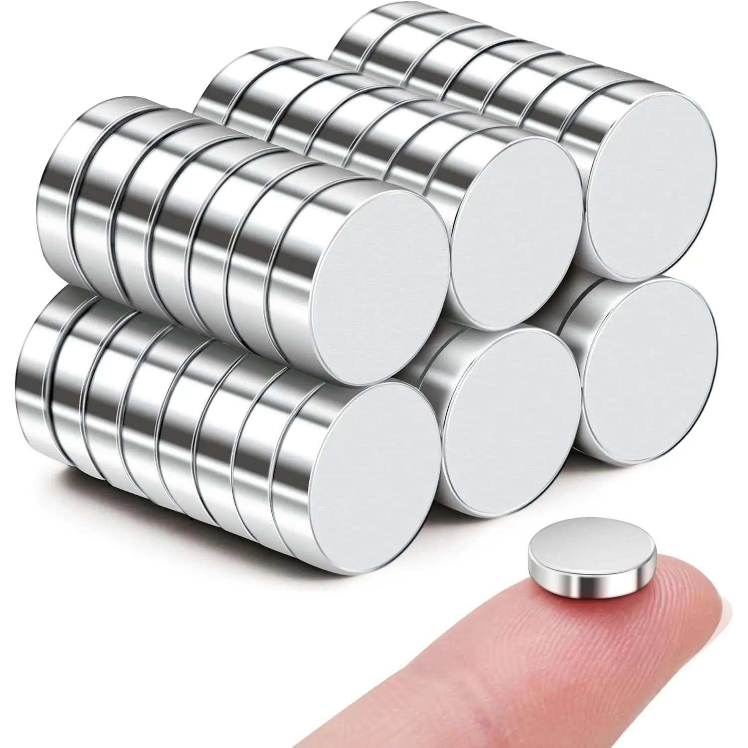 45 Pcs Refrigerator Magnets, 10x2.6mm Small Fridge Magnets, Silver| Multi-Use Premium Neodymium Office Magnets for Fridge, Whiteboard, Billboard in Home, Kitchen, Office and School