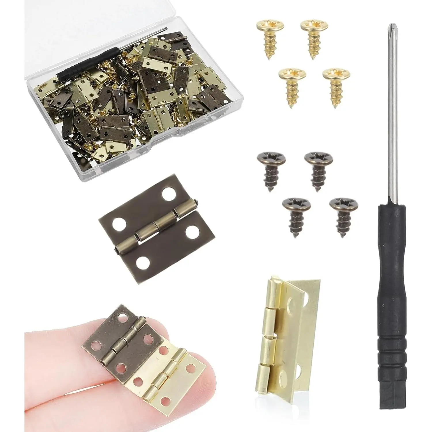 60 Sets Small Hinges with Screws, 0.6 Inch 270° Folding Iron Hinge