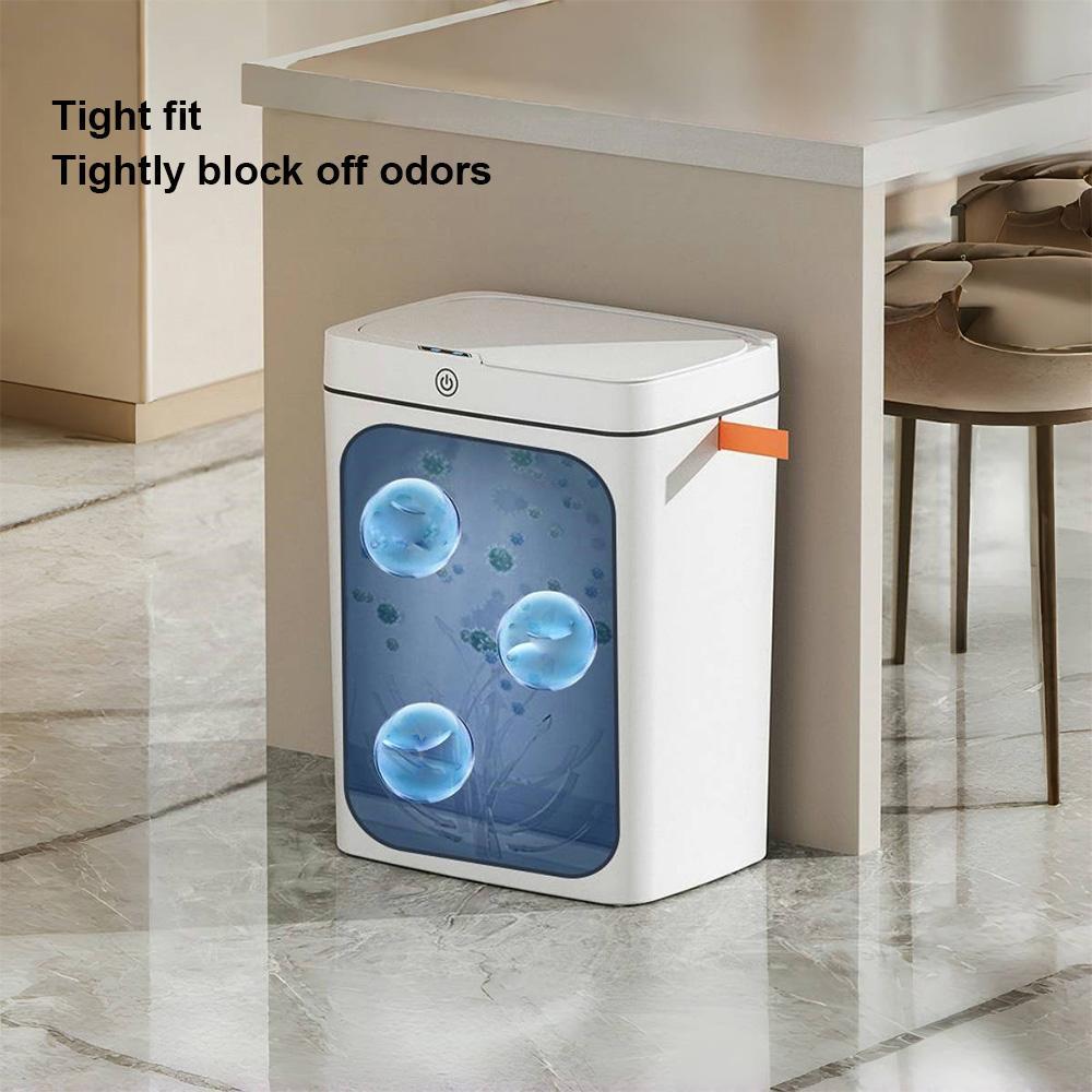 14L Compact Capacity Automatic Sensor Trash Can, Rechargeable Smart ABS Material Trash Can with 2 Counts Hook & 20pcs Garbage Bag, Suitable for Office, Home, Bedroom, Living Room, Kitchen, Bathroom