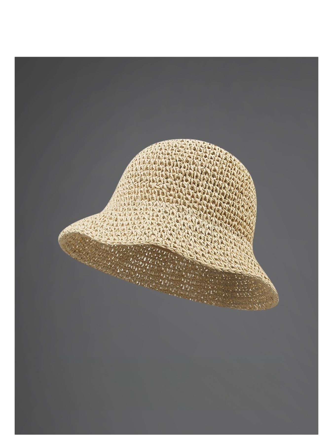 Women's Solid Color Straw Beach Hat, Casual Outdoor Sun Protection Cap for Women & Girls, Fashion Accessories for Daily Wear, Breathable Head Cover Women's Solid Color Straw Beach Hat, Casual Outdoor Sun Protection Cap for Women & Girls, Fashion Accessories for Daily Wear, Breathable Head Cover