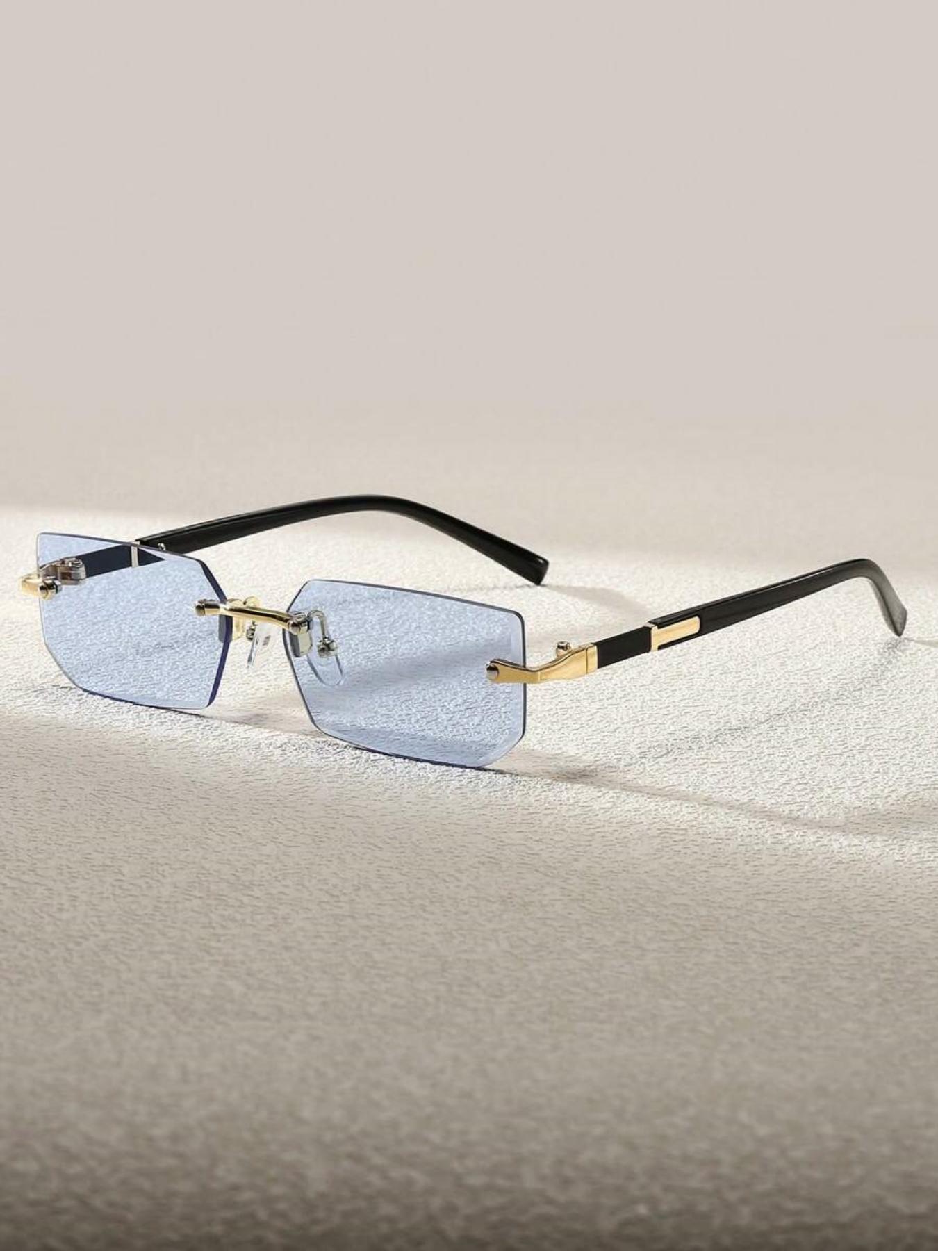 Unisex Simple Style Rimless Sunglasses, Modern Trendy Sunglasses, Trendy Casual Tinted Lens Sunglasses for Everyday Use, Fashionable Sunglasses, Minimalist Sunglasses, Fashion Accessories for Outdoor Activities, Summer Sunglasses