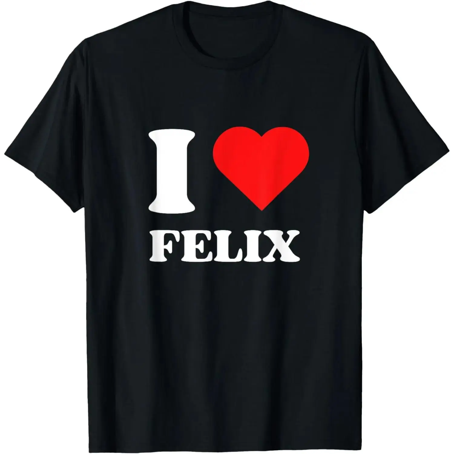 Casual Graphic T-Shirt with 'I Heart Felix' Y2k Print, Short Sleeve Top in Lightweight Fabric, Gift for Men & Women, Tshirt, Shortsleeve, Graphic Print, Round Neck, Fitted, Menswear, Heart Motif, Machine Wash, Standard Size, Unisex, Cold Wash, No