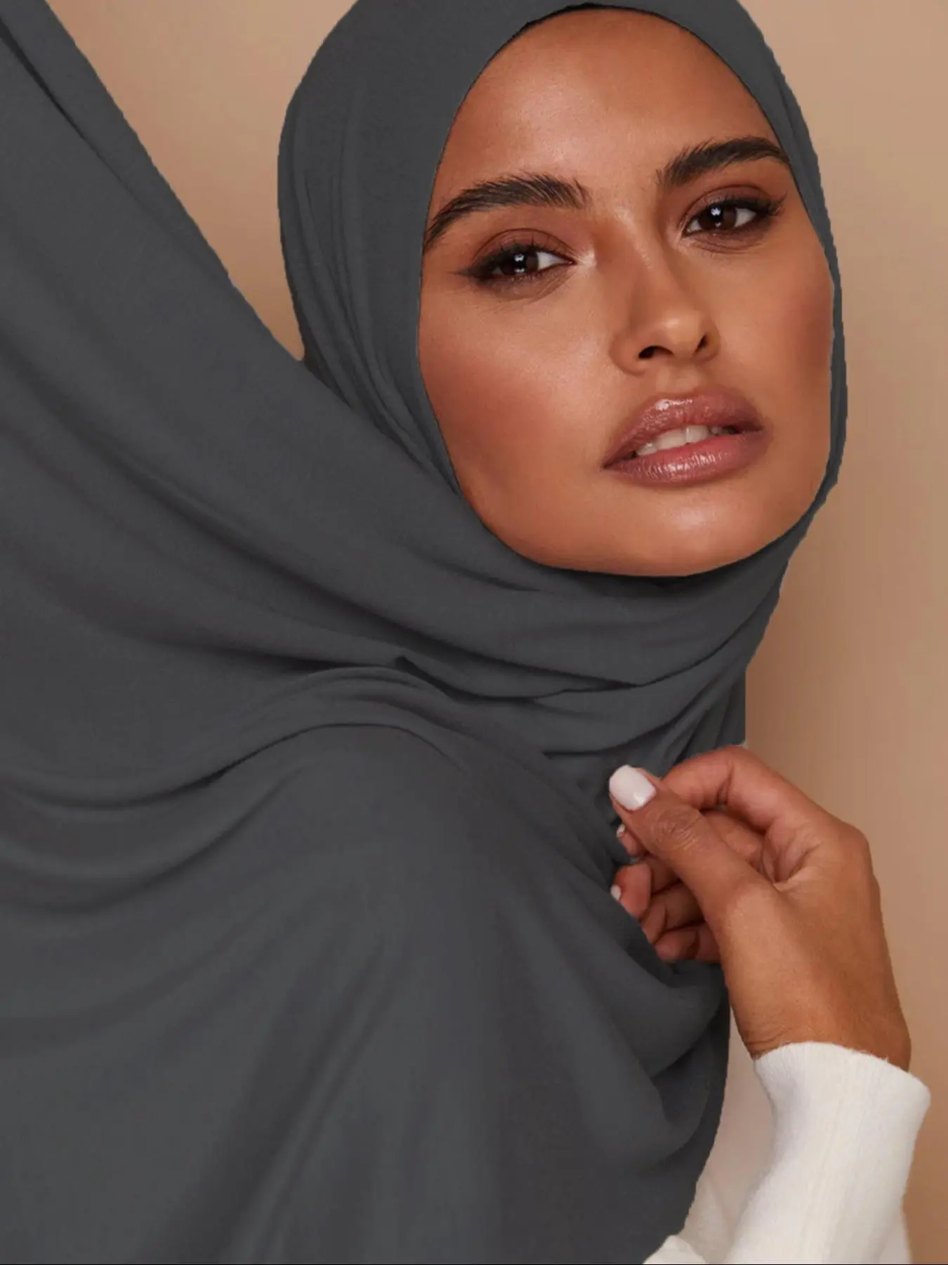 Women's Solid Color Khimar, Modest Casual Soft Comfortable Hijab Head Scarf for Daily Wear, Women's Islamic Clothing for All Seasons, White Head Scarf