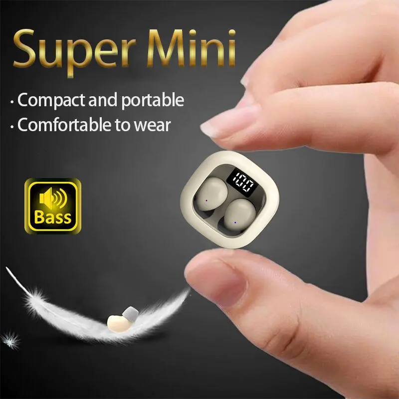 Mini SK19 Ultra Small Invisible Bluetooth Earphone Comfortable Wear Wireless Sleep Headphone High Sound Quality Side Sleeper Noise Cancelling Earbud Stereo Sound Game Sport Headset Summerwins