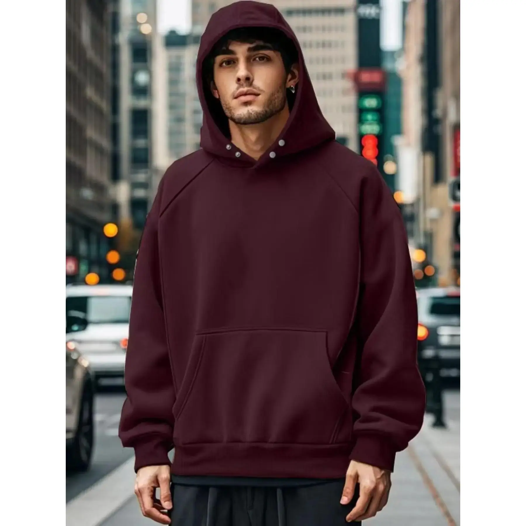 Men's High Neck Waterproof Hoodie, Fashionable Durable Design, Warm & Windproof,It can be worn alone in spring and autumn, and as an inner layer in autumn and winter Loose Fit for All Body Types, Ideal for Outdoor Activities