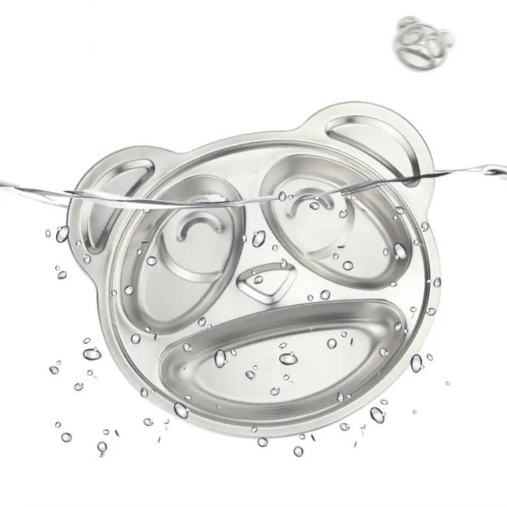Stainless Steel Dinner Plate for Kids, Cartoon Design, Divided Compartments, Anti-Drop Food Box, Ideal for Kindergarten Children, Stainless Steel Toddler Plates, Stainless Steel Plates for Toddlers