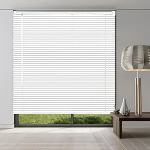 1" Cordless Mini Blinds 34" W x 36" H, White Vinyl Horizontal Light Filtering Window Blinds for Indoor Windows Office Kitchen Bathroom and Living Room