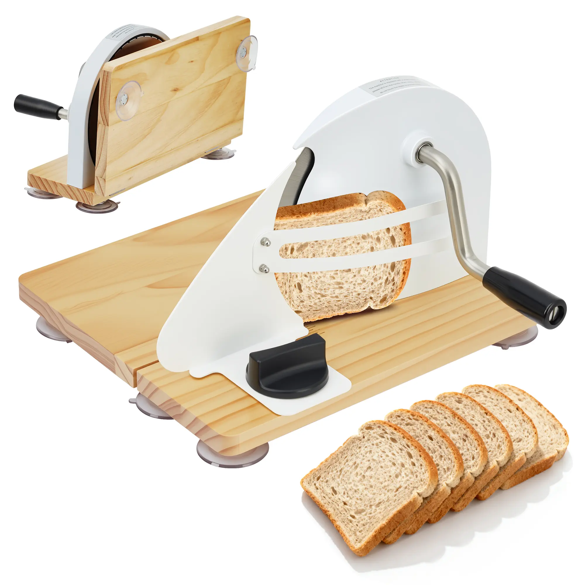 Collapsible Manual Bread Slicer with Adjustable Thickness, Hand Crank Slicer for Homemade Sourdough Bread,Even Slices