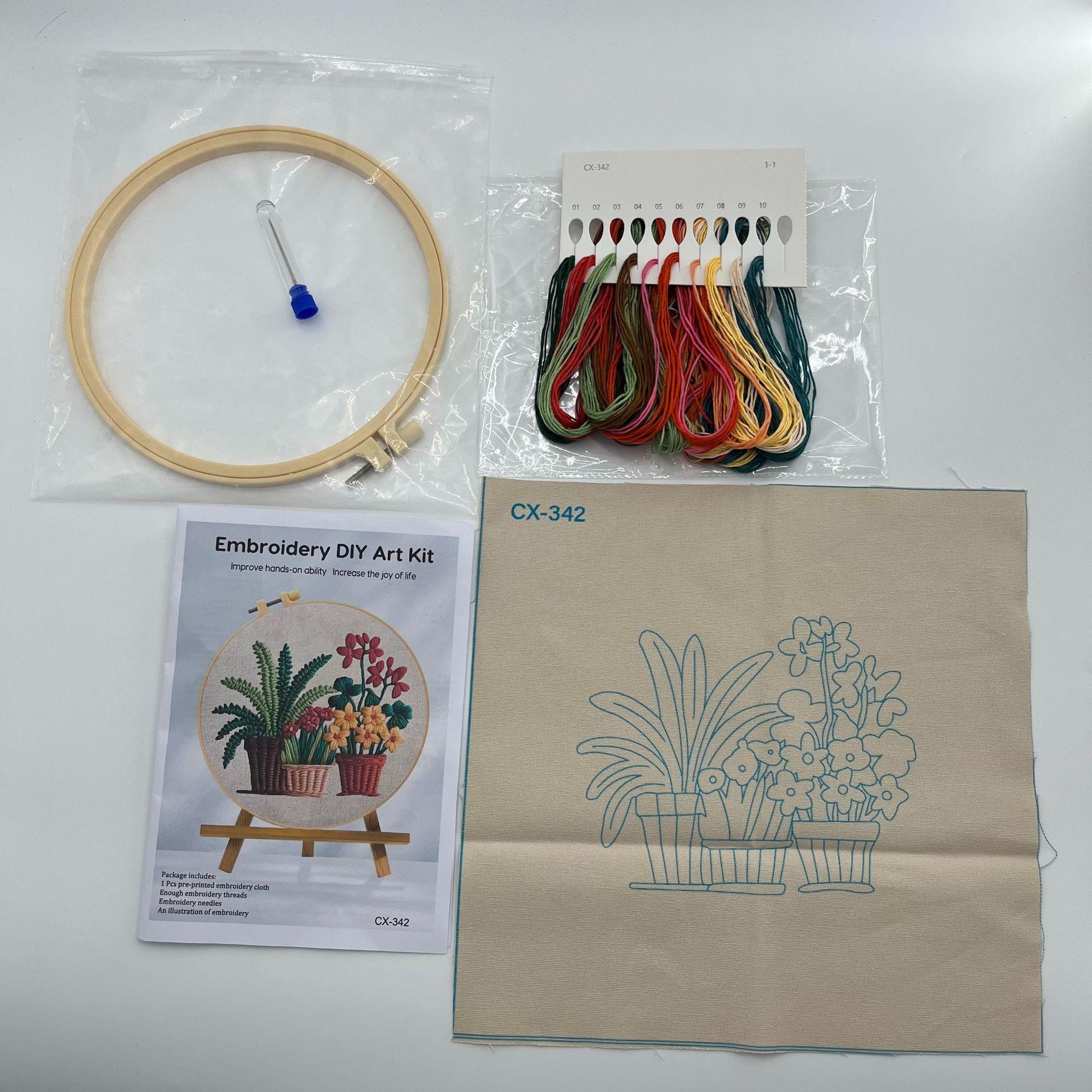 Christmas Flower Picnic Embroidery Kit – DIY Holiday Stitching with English Guide for Beginners