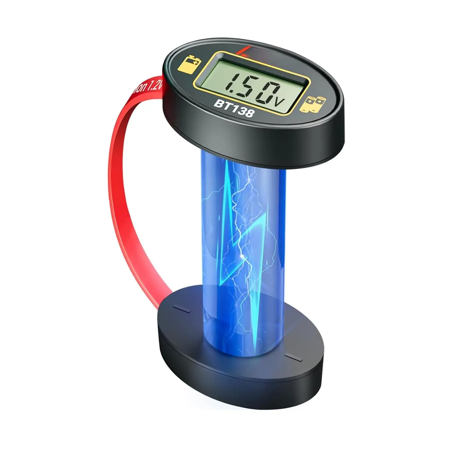 BT138 Portable  Tester for  AAA,,C,D,9V,F,6F22 ,1.5V/3V Button  Detector,LCD Display  Power Checker,Compact Design for  & Travel