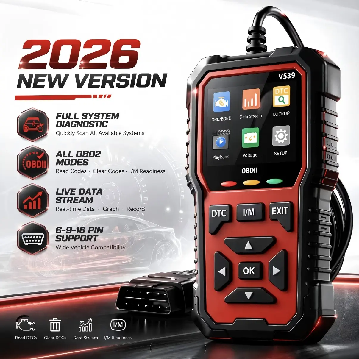 Advanced Obd2 Reader/diagnostic Tool, Fast Processing Chip, Supports 10 Languages, Compatible with Most Obd2 Vehicles Post-1996