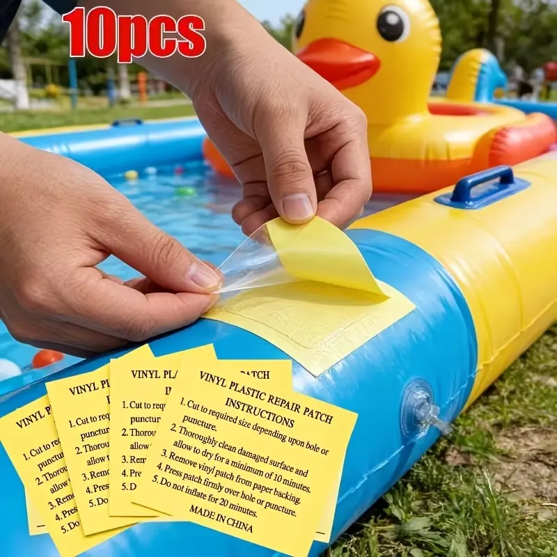 10pcs Inflatable Repair Patches Tent Swimming Ring Waterproof Repair Patches for Sleeping Bag Outdoor Round Transparent Portable Reflective Repair Tape Adhesive