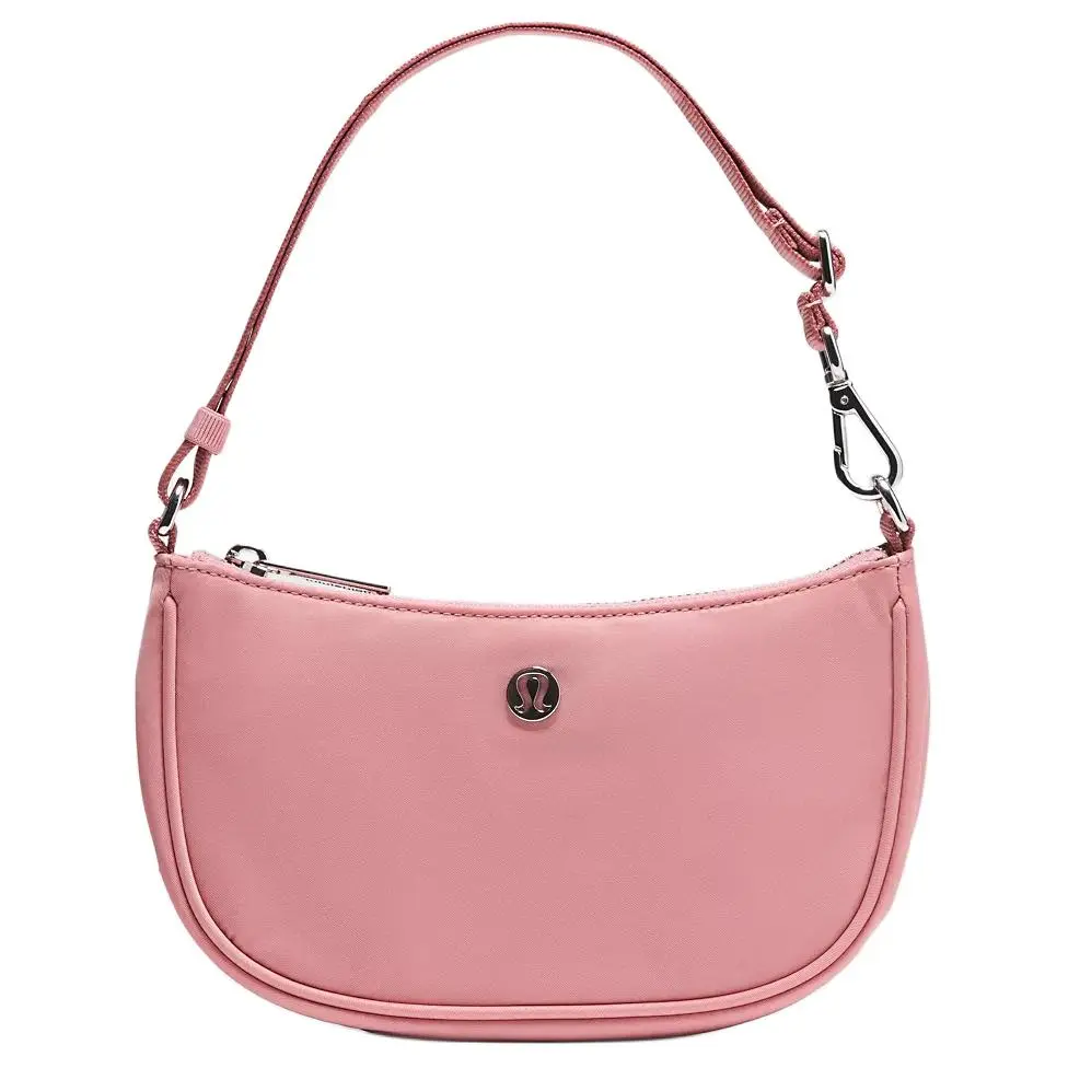 Lululemon City Essentials 1L Nylon Crossbody Bag for Women – Minimalist Pink with Metal Logo
