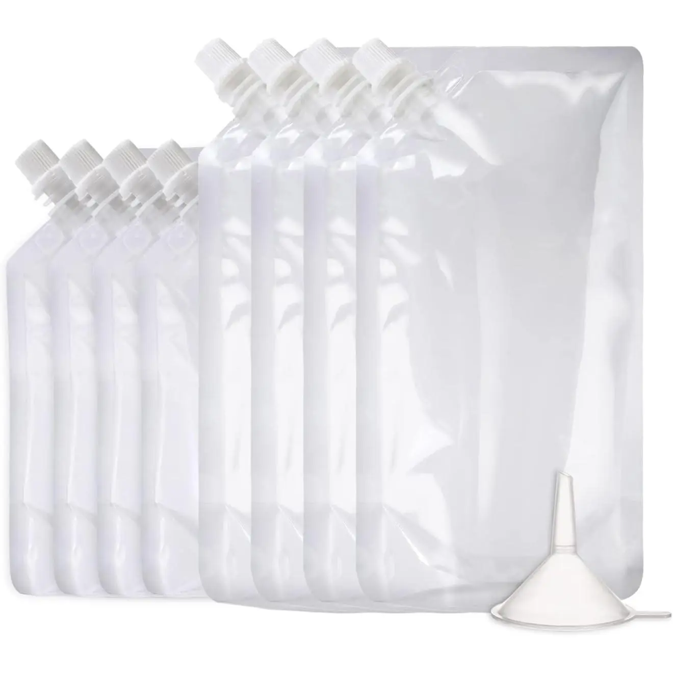 Reusable Concealable Alcohol Drink Pouches, Plastic Liquor Flasks with Funnel for Adults Travel Drinking, 8OZ 4PCS + 16OZ 4PCS