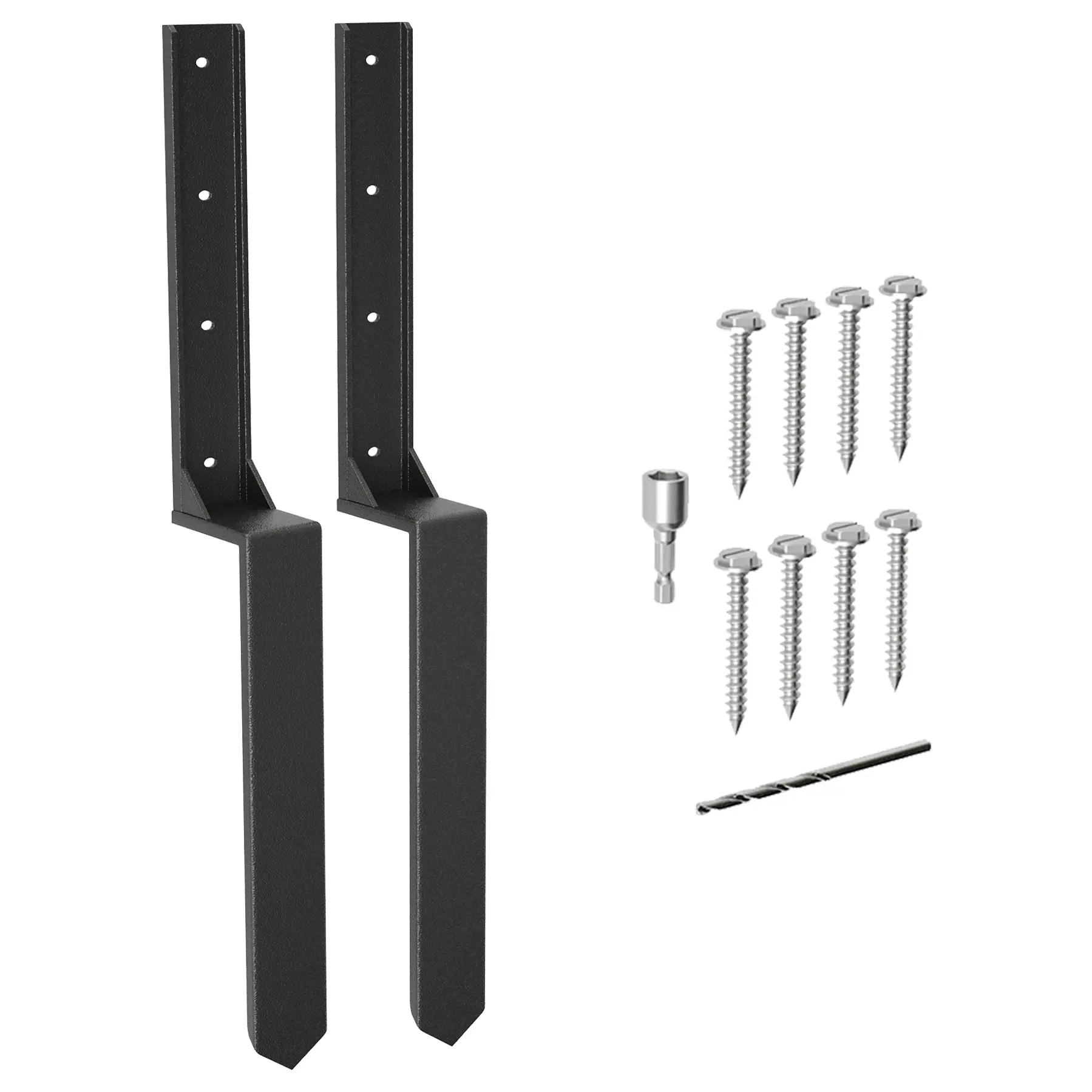 Garvee Heavy Duty Metal Fence Post Repair Kit –Steel Support Stakes for Fast Fixing Broken or Leaning 4x4/6x6 Wood Garden Fencing, No-Dig Installation, Black– Includes Self-Tapping Screws, Socket, Drill Bit