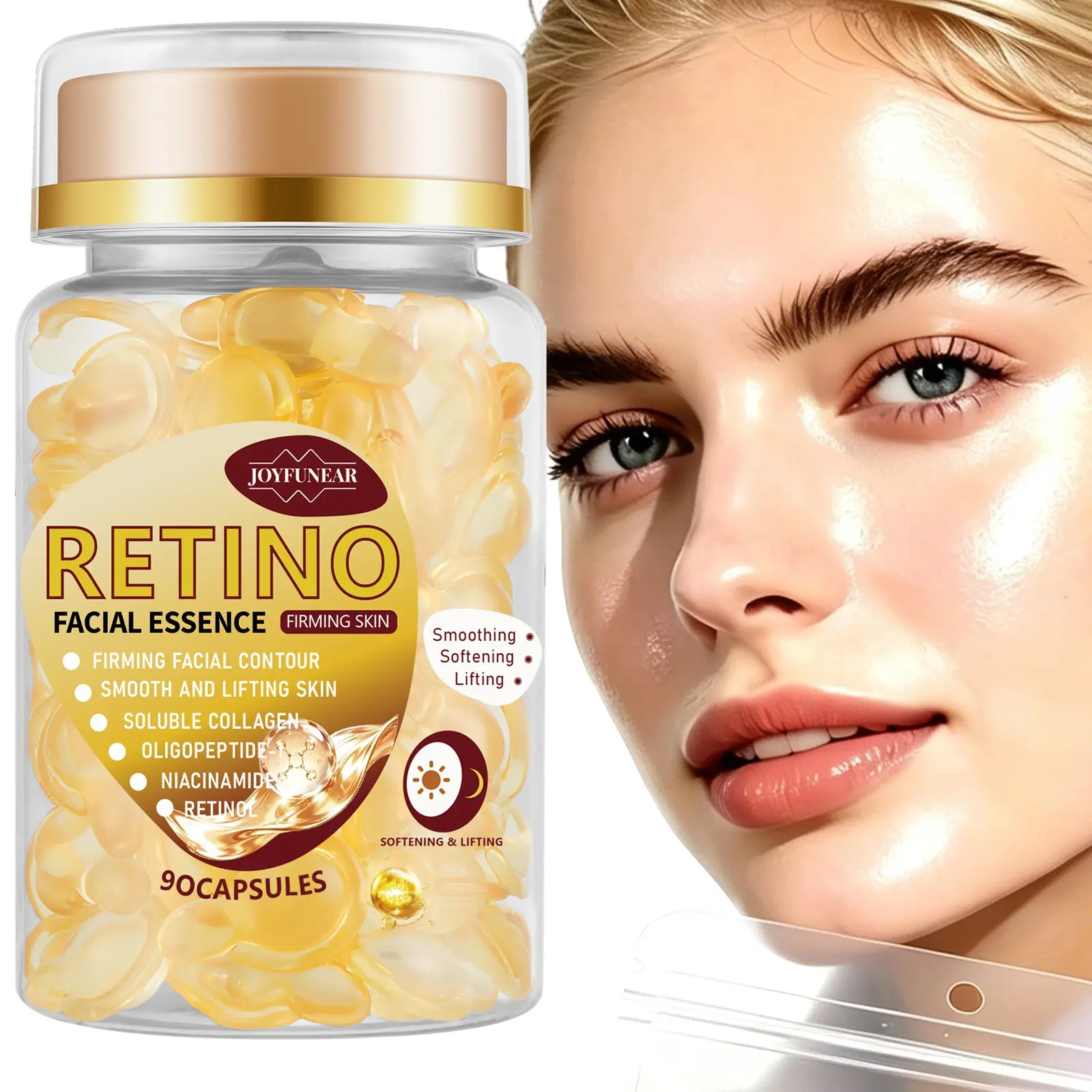 90 Capsules Retinol Essence with Hyaluronic Acid, Tightening Moisturizing, Alcohol-Free, Fragrance-Free, Non-Greasy, Suitable for All Skin Types, Anti Aging Serum