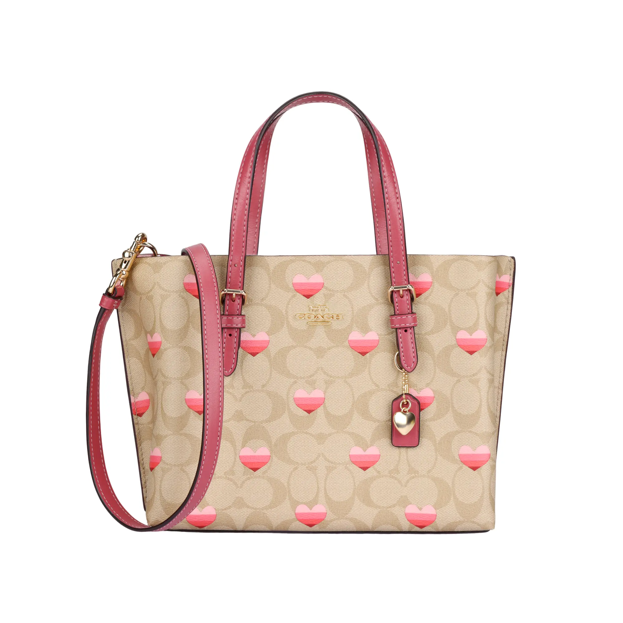 COACH Mollie Tote Bag for Women – Classic Monogram Canvas Print, Faux Leather, Crossbody and Top-Handle Style, Khaki