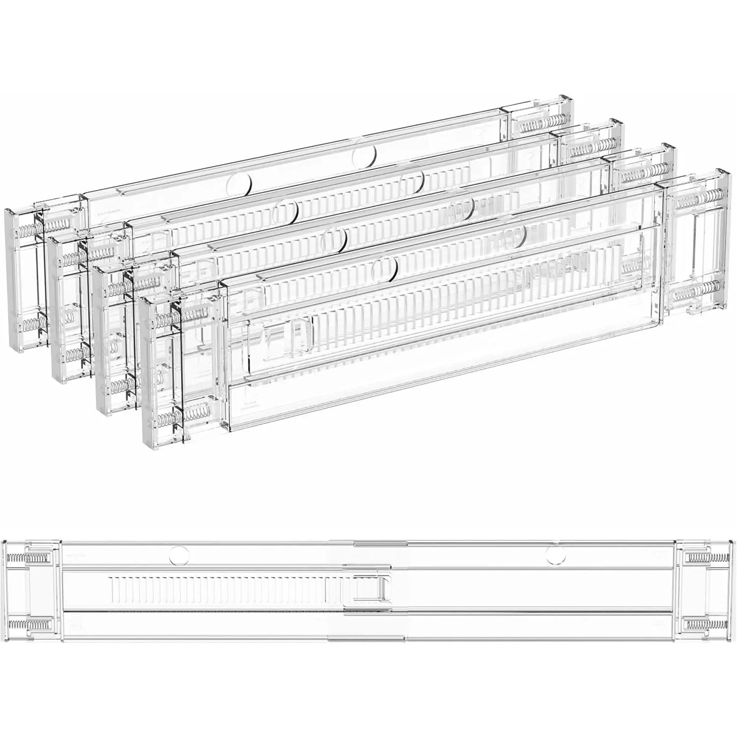 4 Pack 3.2 Inch Shallow Acrylic Drawer Dividers for Clothes,Expandable Deep Dresser Dividers From 15 to 21'',Adjustable Drawer Separators for Dresser,Nursery and Baby Clothing,Sock,Underwear