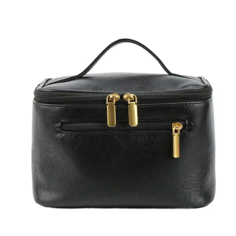 Fashionable Waterproof PU Leather Makeup Bag, Lightweight Multi-Functional Travel Organizer, Large Capacity Beauty Storage Box, Cosmetic Bag