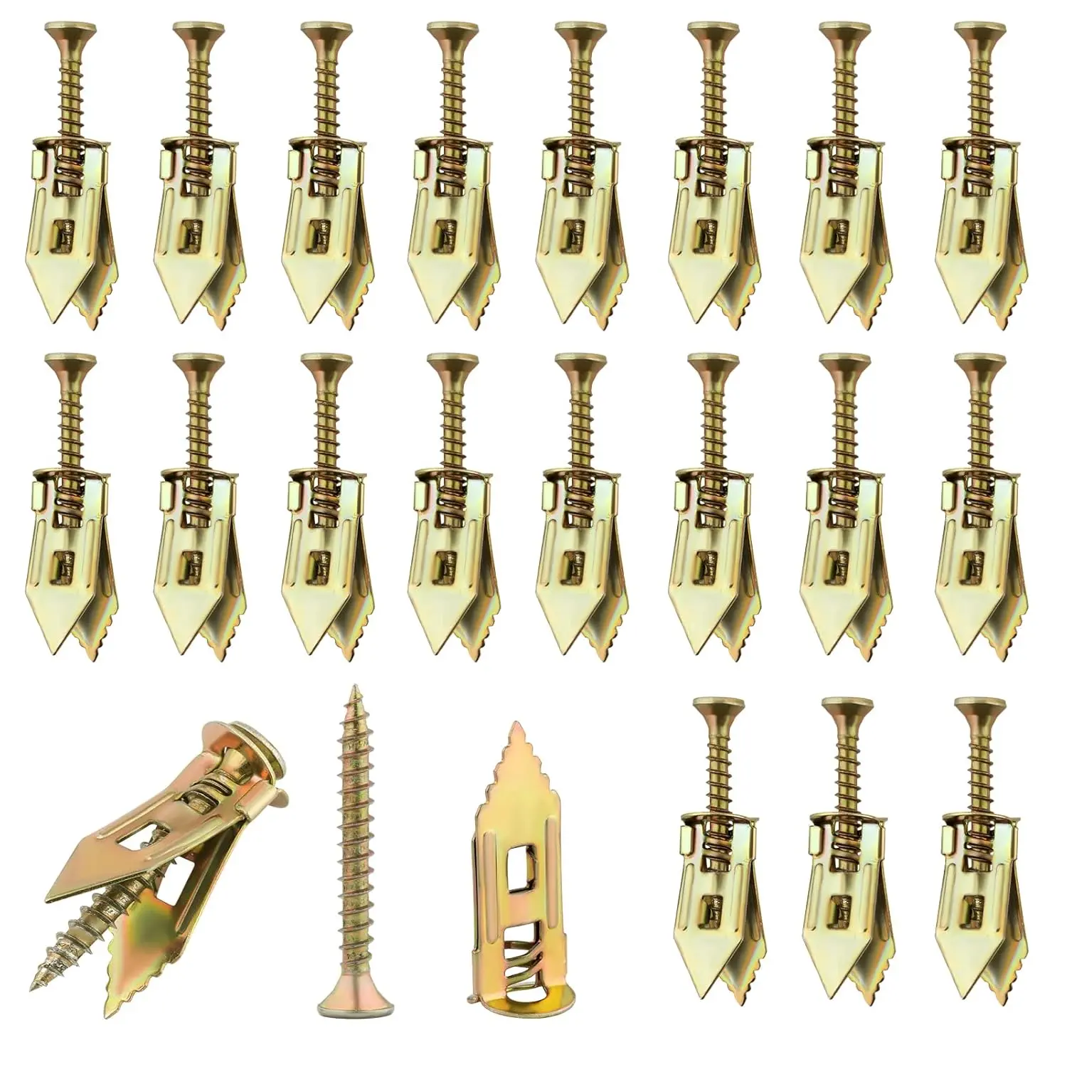 40Pcs Zinc-Plated Steel Self-Drilling Drywall Anchors & Screws Kit - Heavy Duty, No Pre-Drilled Holes Needed, for Baby Nursery TV, Shelves (20 Anchors, 20 Screws) New Model