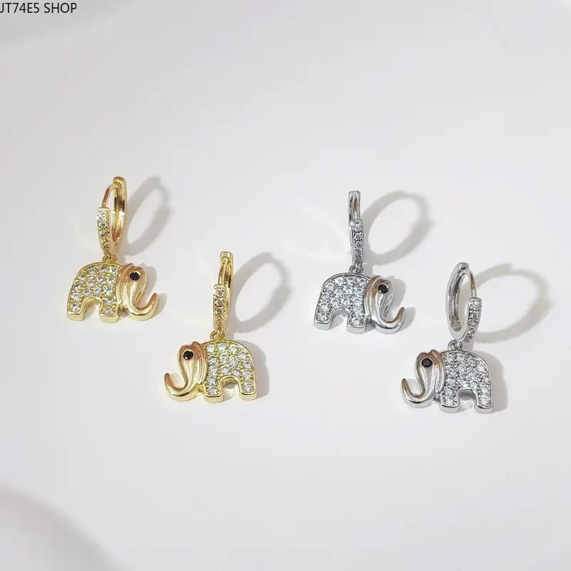 Simple Tiny Elephant Dangle Ear Ornaments For Ladies, Classic Animal Design Huggie Ear Hoops All-match Ear Jewelry Suitable For Daily Commute And Dating