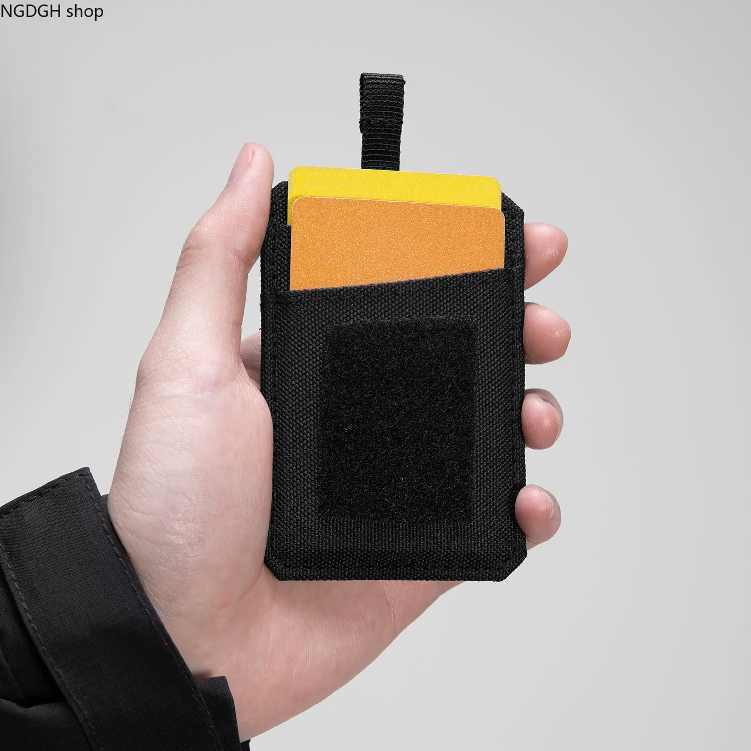 Pocket Wallet - Minimalist Tactical Card Holder Slim Velcro RFID Front Pocket Wallet with Loop Neck Lanyard for Men Women Everyday Carry
