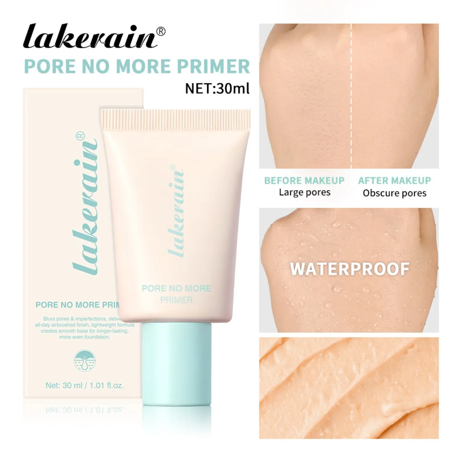 Poreless Oil Control Primer, Even Skin Tone Concealer Primer, Makeup Prep Lotion, Smooths Complexion, Long-Lasting Wear