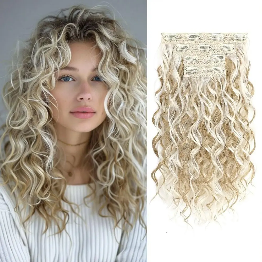 Invisible Seamless 6-Piece Short Wavy Wig Extension, European and American Voluminous Curly Hair, Full Skin Tone Compatibility