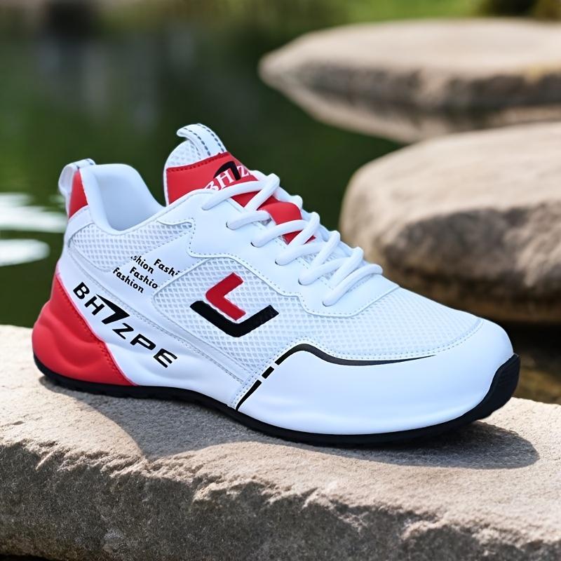 UYCEKK Men's Summer Breathable Mesh Shoes, White Casual Lightweight Comfortable Sports Training Running Shoes, Trendy