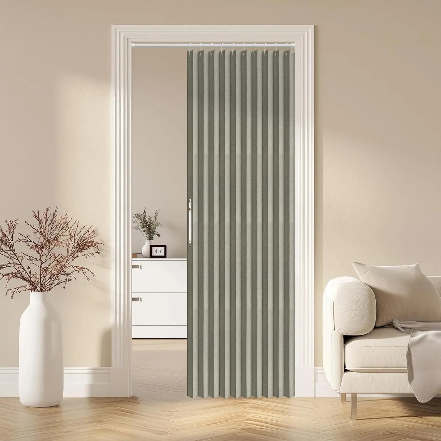 Blackout Accordion Door Magnetic Curtain Folding Closet Door Screen Invisible for Bedroom Living Room Doorway Grey 42"W x 78"L 1 PanelGift