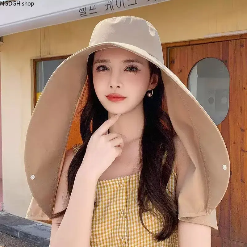 Beach Hat - Wide Brim UV Protection Sun Hat with Neck Flap for Women, Breathable Summer Travel Outdoor Bucket Cap Fashion Accessory