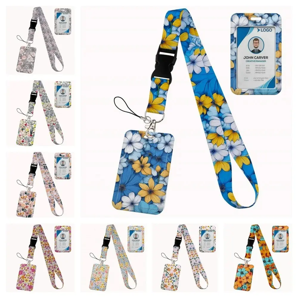 Wholesale Flower Design Lanyard, Business Credit Card Holder, Neck Strap Keychain, Hang Rope, ID Badge Holder, Lariat Lasso, Cute Lanyards for ID Badges