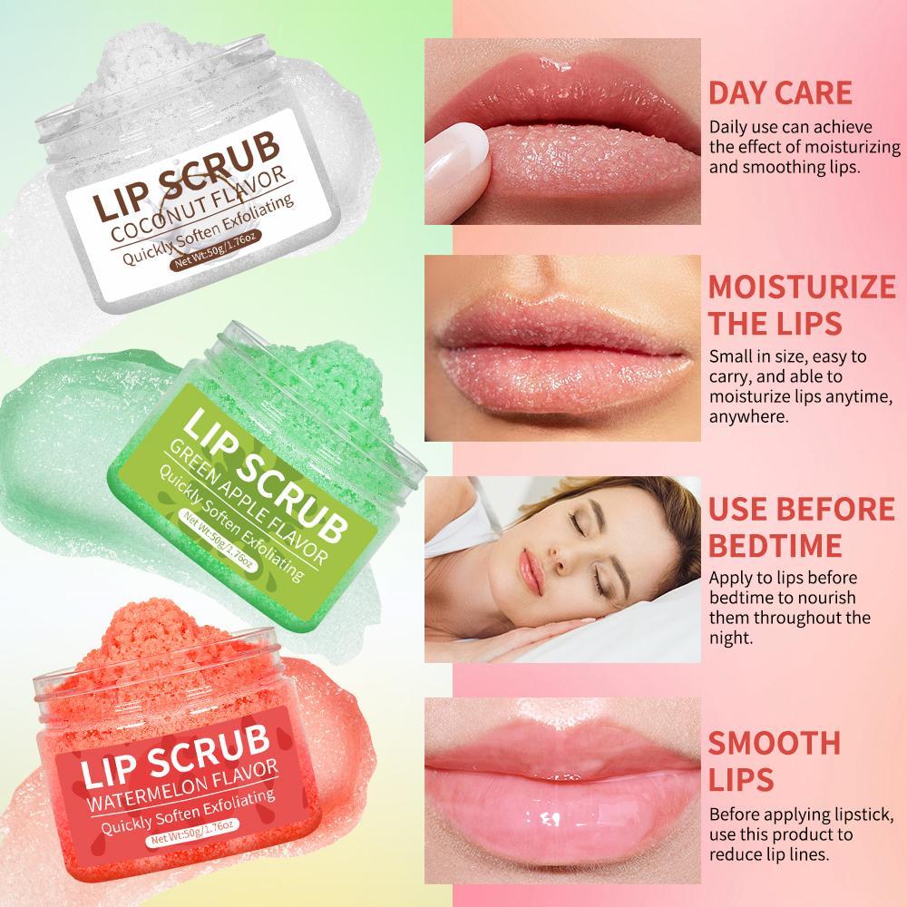 Lip Scrub, 1 Box of Exfoliating Lip Scrub, Moisturizing Lip Exfoliator & Hydrating Lip Balm, Lip Care Gift for Women & Girls, Christmas Skincare Gift