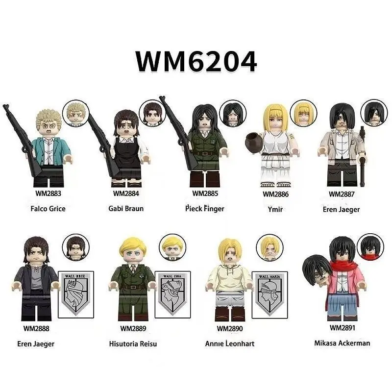 Attack on Titan Ymir Mikasa Eren Badge Third-Party Building Blocks Figure Toy, Collectible Anime Merchandise, Kids' Playset Building Block Figures