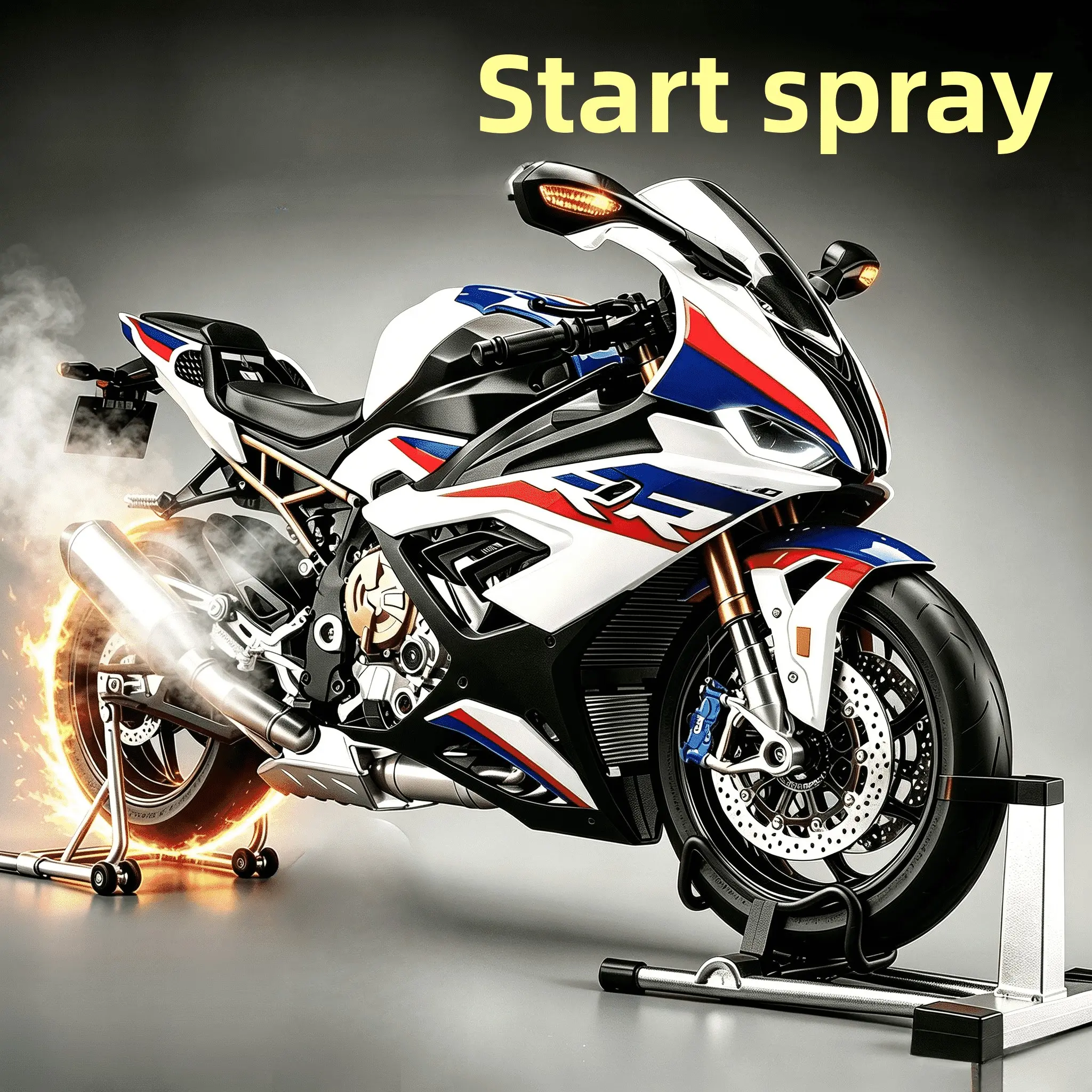 Startable Exhaust Spray 1:9 S1000rr Zinc Alloy Material Motorcycle Model, Authentic Sound Light Sync, Desktop Collection Gift for Bike Enthusiasts