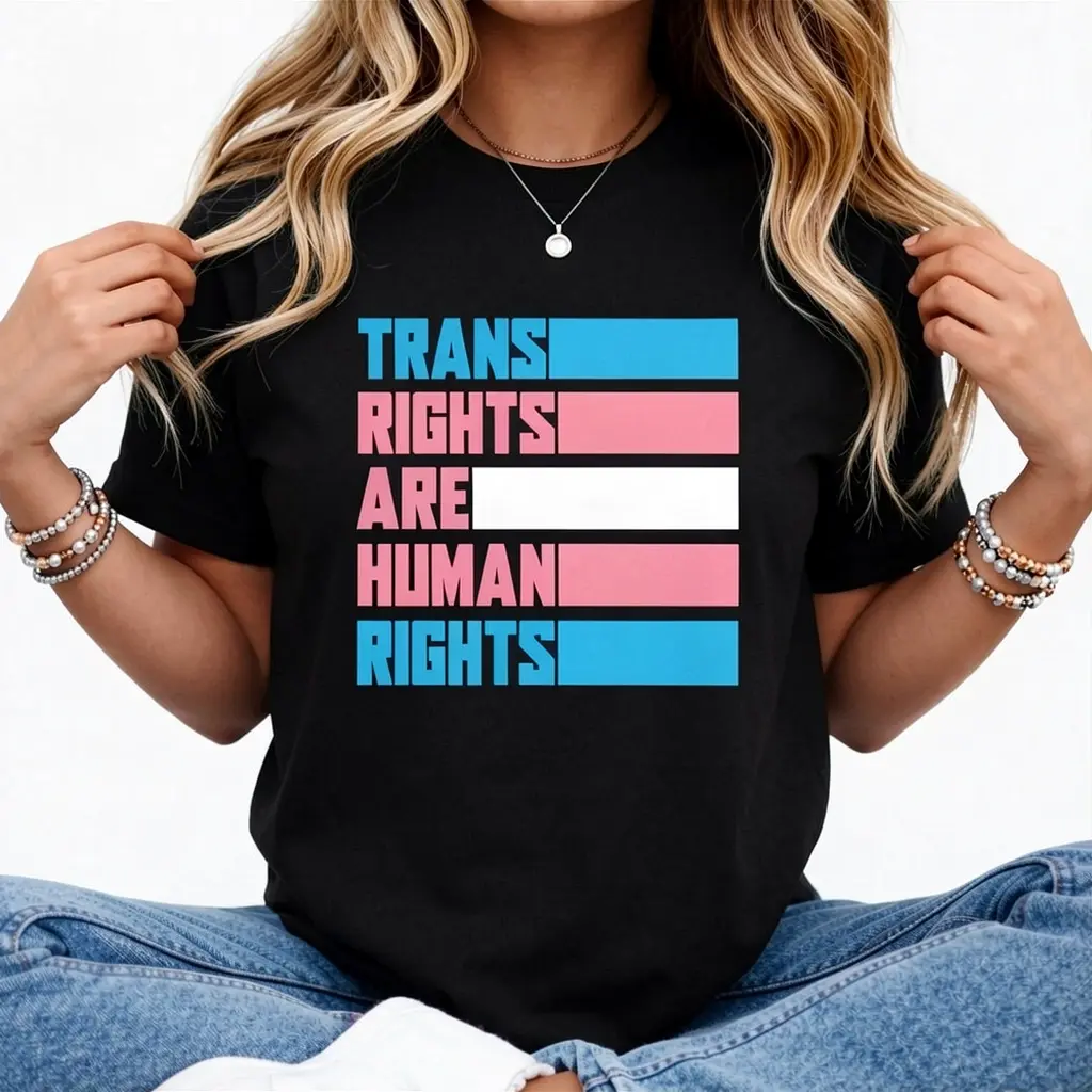 Trans Rights Are Human Rights Pride Month Gift Transgender T-Shirt,Made in USA