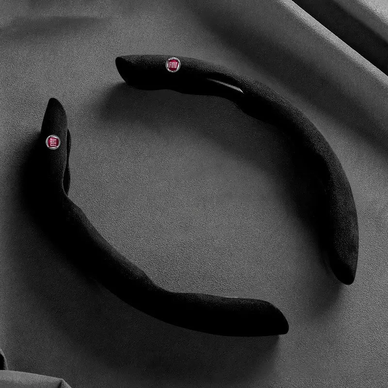 2pc Suede Universal 38CM Car Steering Wheel Cover Steering Wheel Protector Booster Non-slip Cover For FIAT Ducato 500 Grande Panda Tipo Punto Abarth Pulse Strada Doblo Accessories