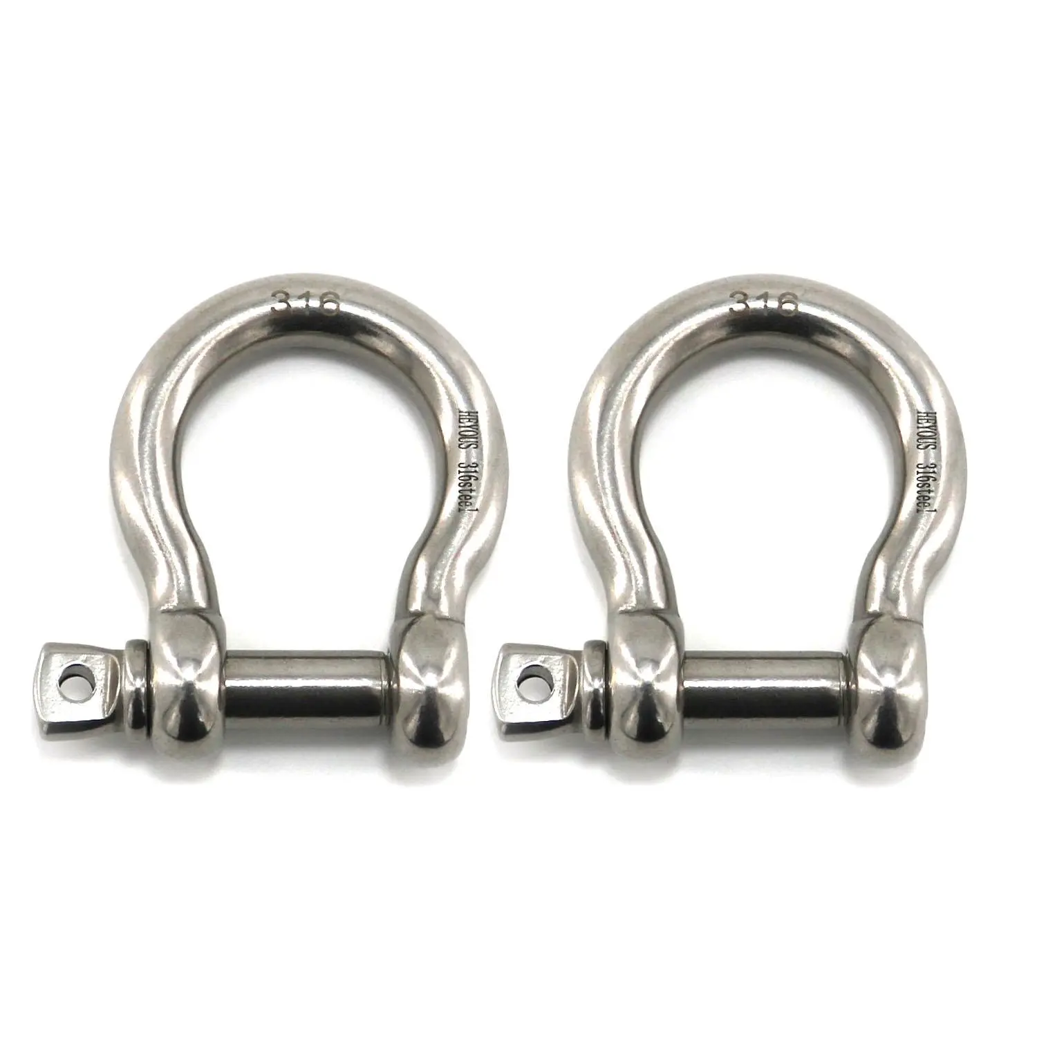 2pcs 3/8 Inch 10mm Screw Pin Anchor Shackle Stainless Steel Heavy Duty Bow Shape Load Clamp for Chains Wirerope Lifting Paracord Outdoor Camping Survival Rope Bracelets