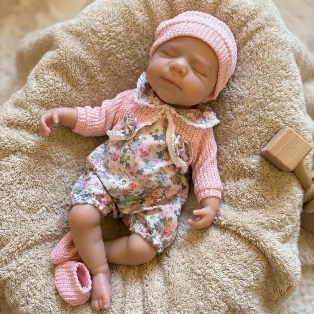 13-Inch Solid Silicone Girl Doll, Soft Doll, Hand-Painted Reborn Baby, Open Mouth, Washable, Best Gift Toy for Kids, Child Gender Specific