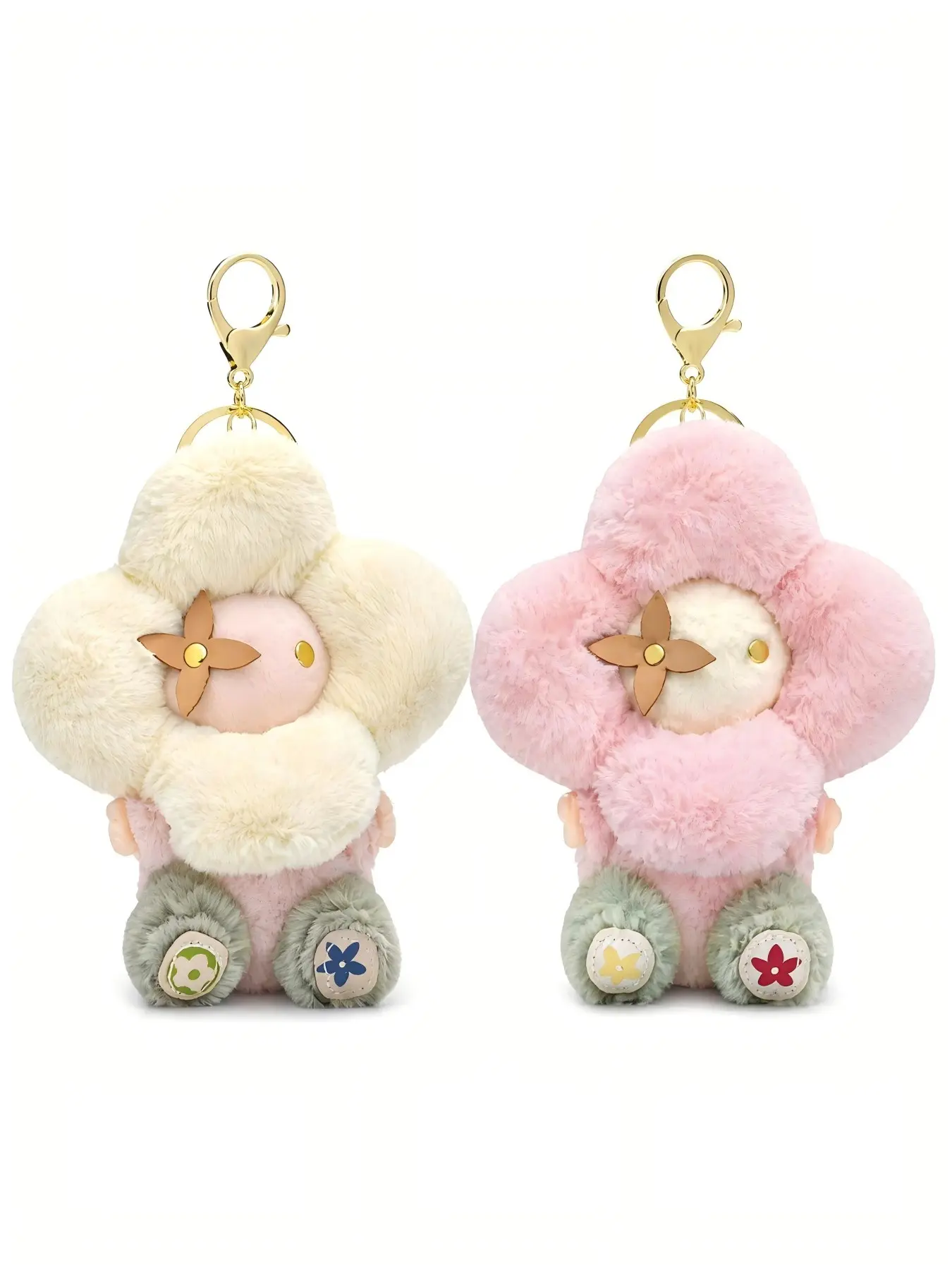 Cute 3D Flower Plush Doll Keychain, Soft Flannel Stuffed Bag Charm Pendant, Keychain Charms, Handbag & Car Key Accessory for Women, All Seasons