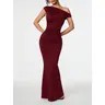 Women's Sleeveless Ruched Off-The-Shoulder Solid Maxi Dress - Formal Dresses for Wedding Guests, Anniversary Events, Breathable, Comfortable, Low-Iron, Elegant, Flowing, Chic, Do Not Bleach