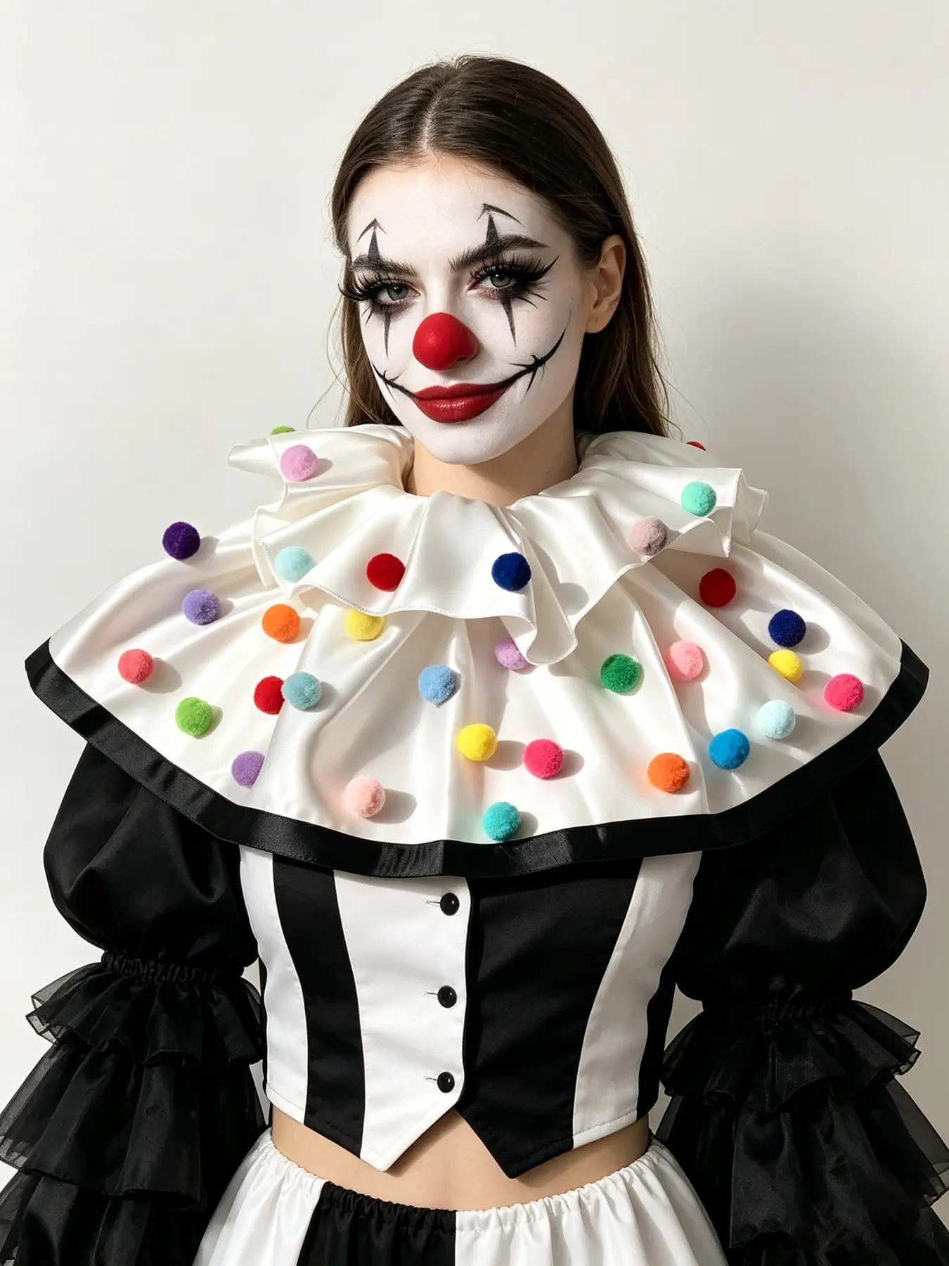 Colorful Clown Ruffle Collar, Vintage Circus Style Multi-Layer Ruffles, Detachable False Necklace, Halloween Cosplay, Stage Performance, Party Decor
