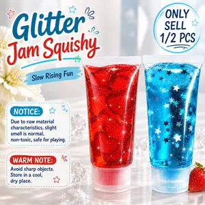 Toothpaste Squishy Toy, Glitter Jam Bottle Squishy Toy, Toothpaste Squishies Fidget Toys, Stress Relief Sensory Toy, Stress & Anxiety Relief Fidget, Gift for Party Favors, Cute Slow Rising Squeeze for Adults Office Home Desk