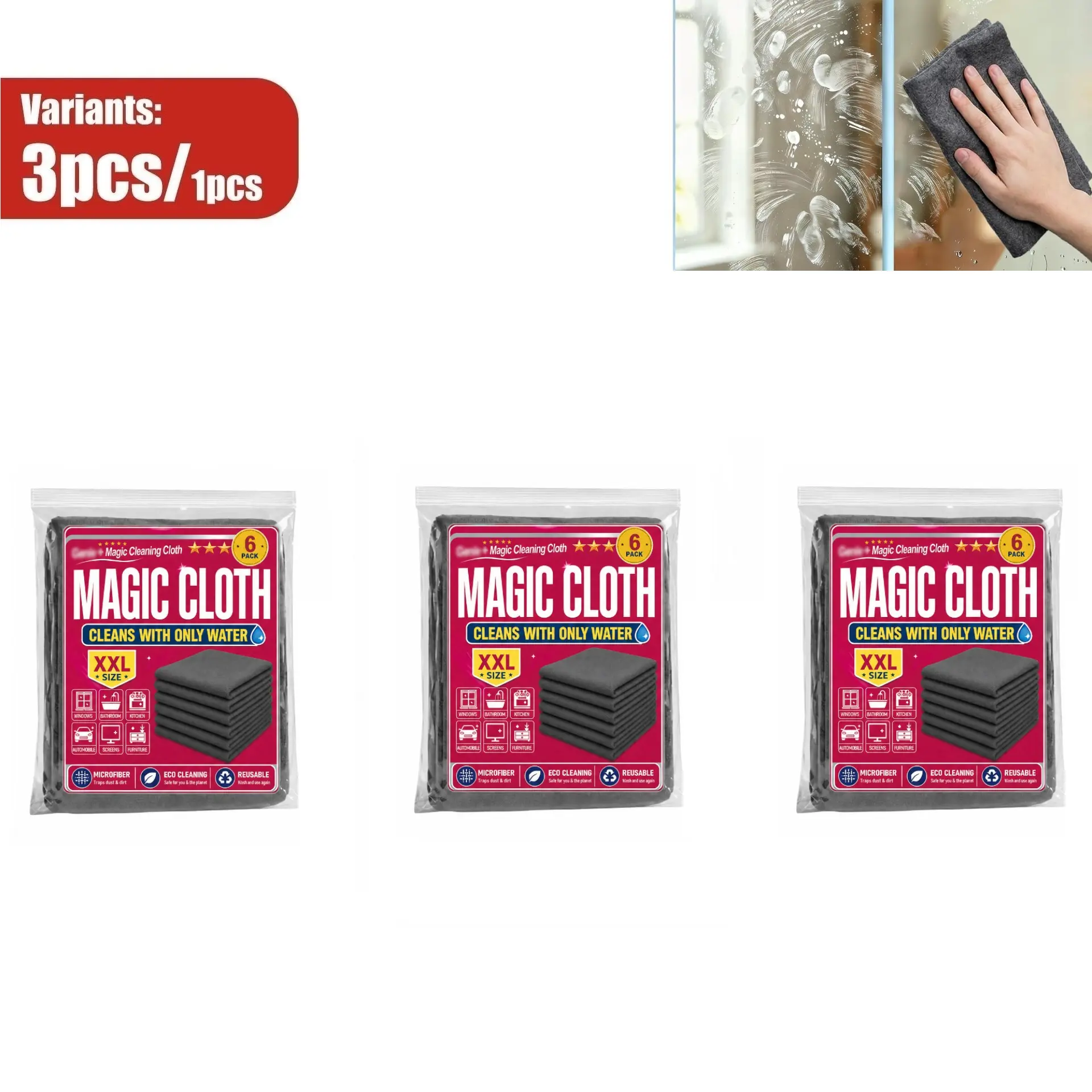 Multi-Purpose Magic Cleaning Cloth, Microfiber Material, Ultra Soft & Strong Water Absorption, Efficiently Remove Dust, Streak-Free Cleaning for Glass, Bathroom, Living Room, Lint-Free Reusable Household Cleaning Towel, No Fluff Falling Off