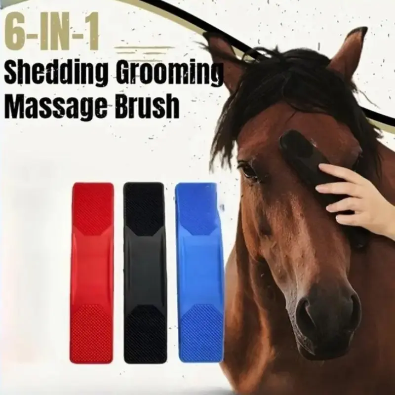 6in1 Horse Brush, Pet Grooming Tool for Horses and Dogs, Bathing and Massage Brush, Hair Removal and Shedding Brush, Essential Equestrian Gear