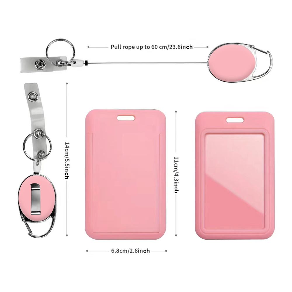 Letter Pattern Scalable ID Badge Holder, Creative Employee Card Container, Fashion Staff Card Holder, Durable Case Protector Pouch, Name Card Organizer, Retractable Badge Holder